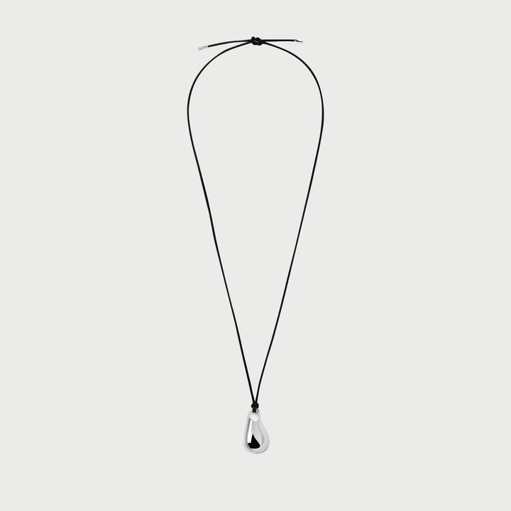 Perto Maxi Cord Necklace in Silver and Black