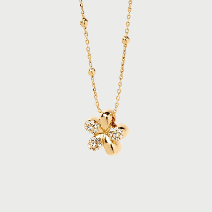 Luna Flower Short Crystal Necklace in Gold