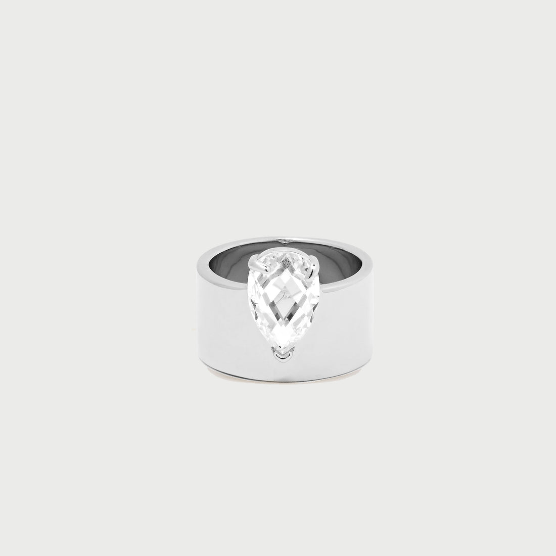 Teary Crystal Band Ring in Silver