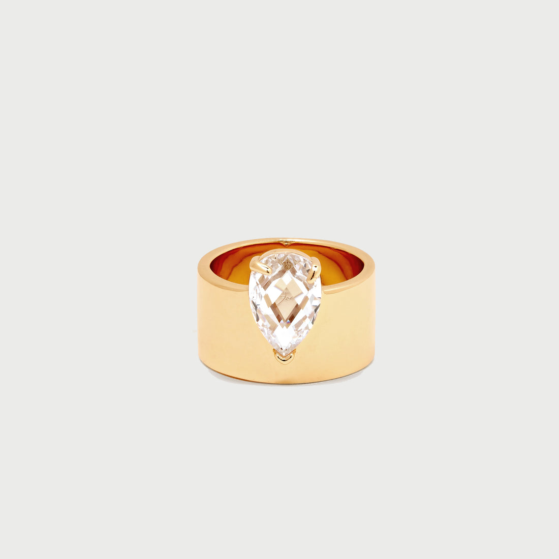 Teary Crystal Band Ring in Gold