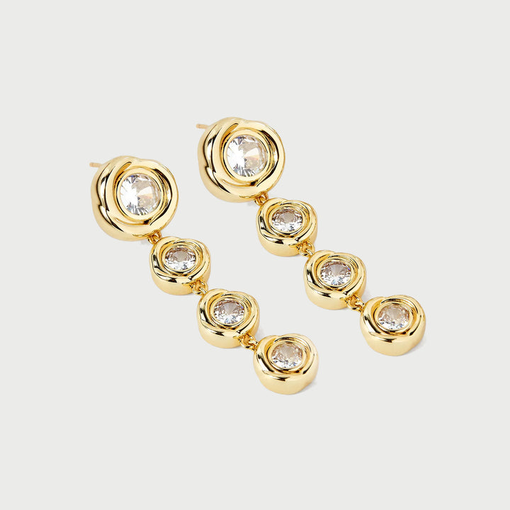 CARLO DROP EARRINGS IN GOLD & CRYSTALS