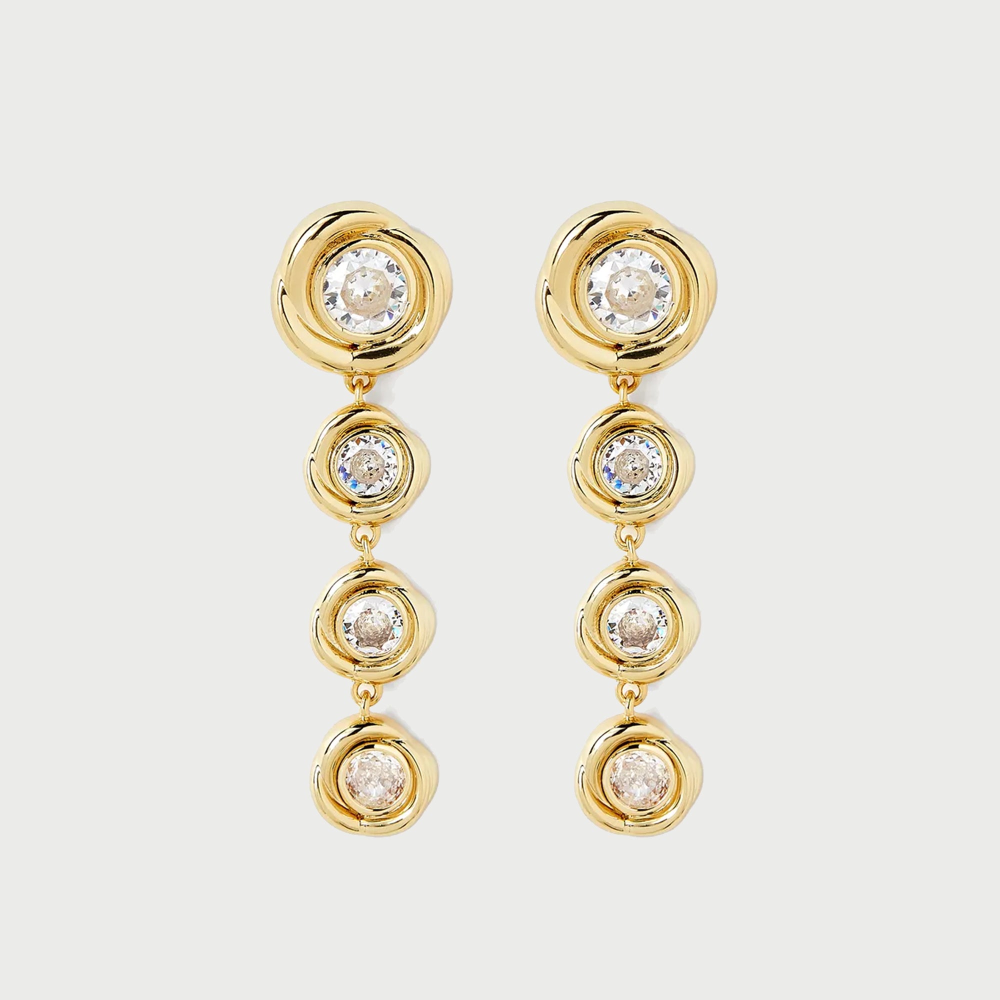 CARLO DROP EARRINGS IN GOLD & CRYSTALS