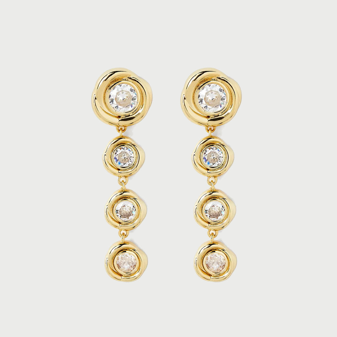 CARLO DROP EARRINGS IN GOLD & CRYSTALS