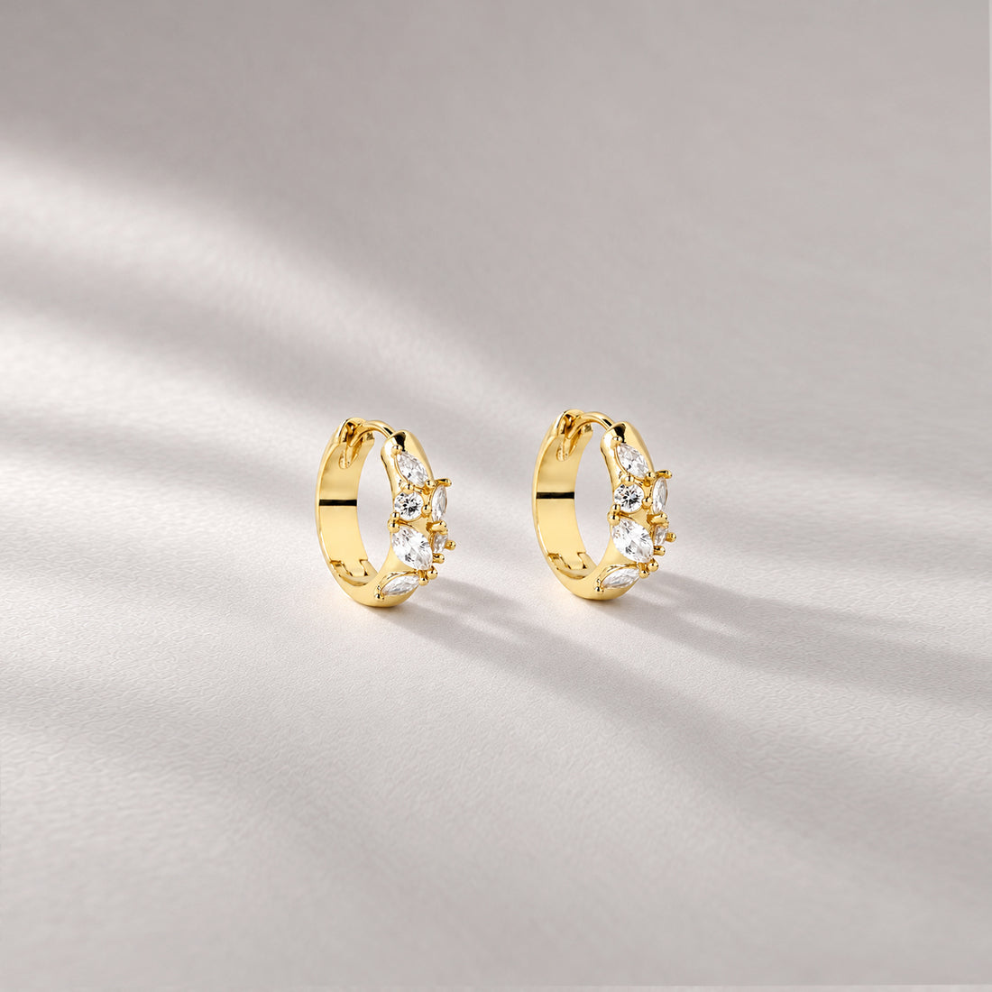 Mirage Midi Hoops In Gold & Crystals