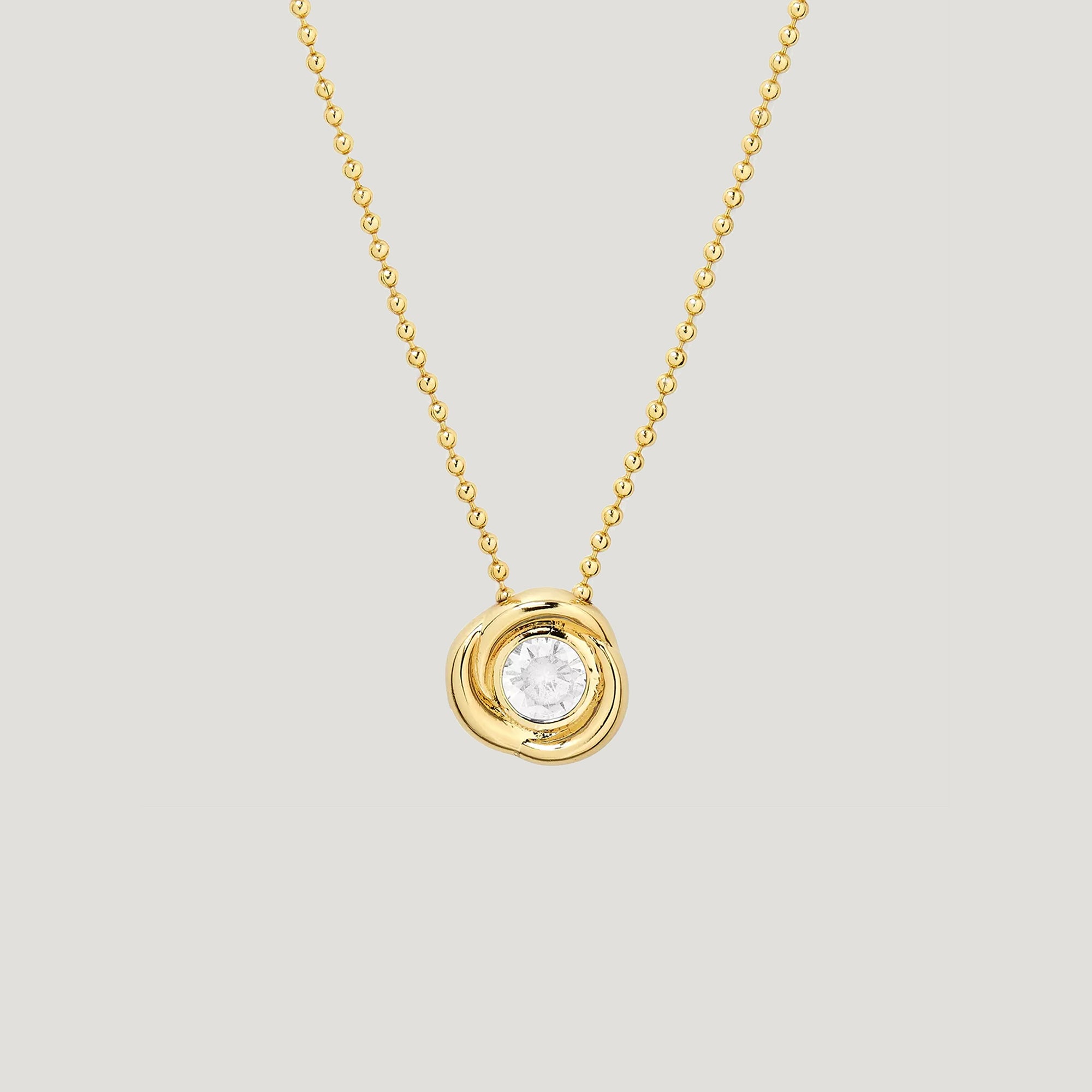CARLI FLOWER WHITE NECKLACE IN GOLD & CRYSTAL