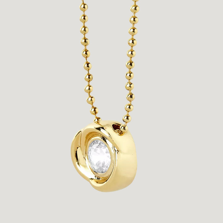 Carli Flower White Necklace in Gold & Crystal by YOJ