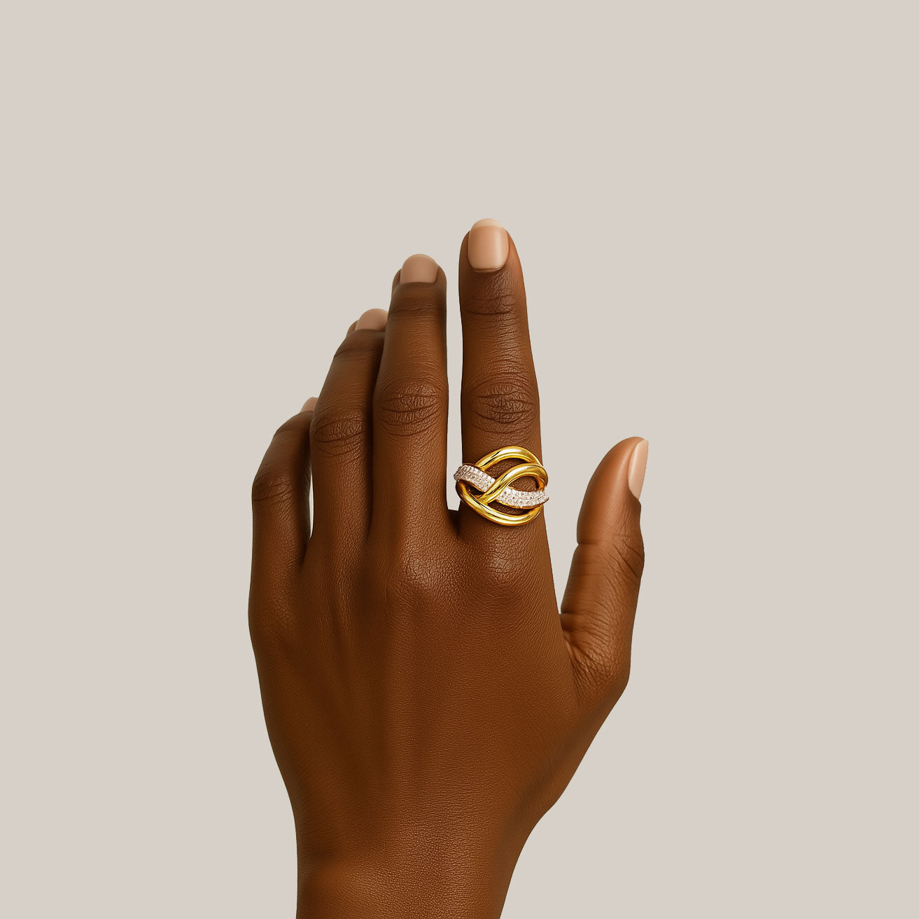 Barel Pave Ring in Gold & Crystals
