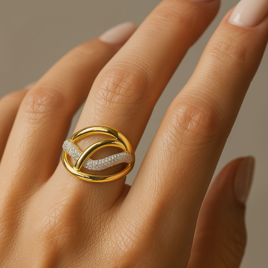 Barel Pave Ring in Gold & Crystals