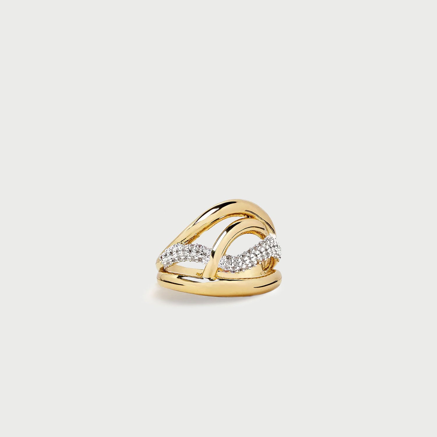 Barel Pave Ring in Gold & Crystals