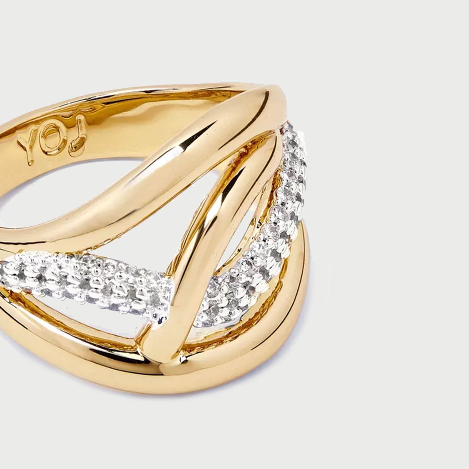 Barel Pave Ring in Gold & Crystals