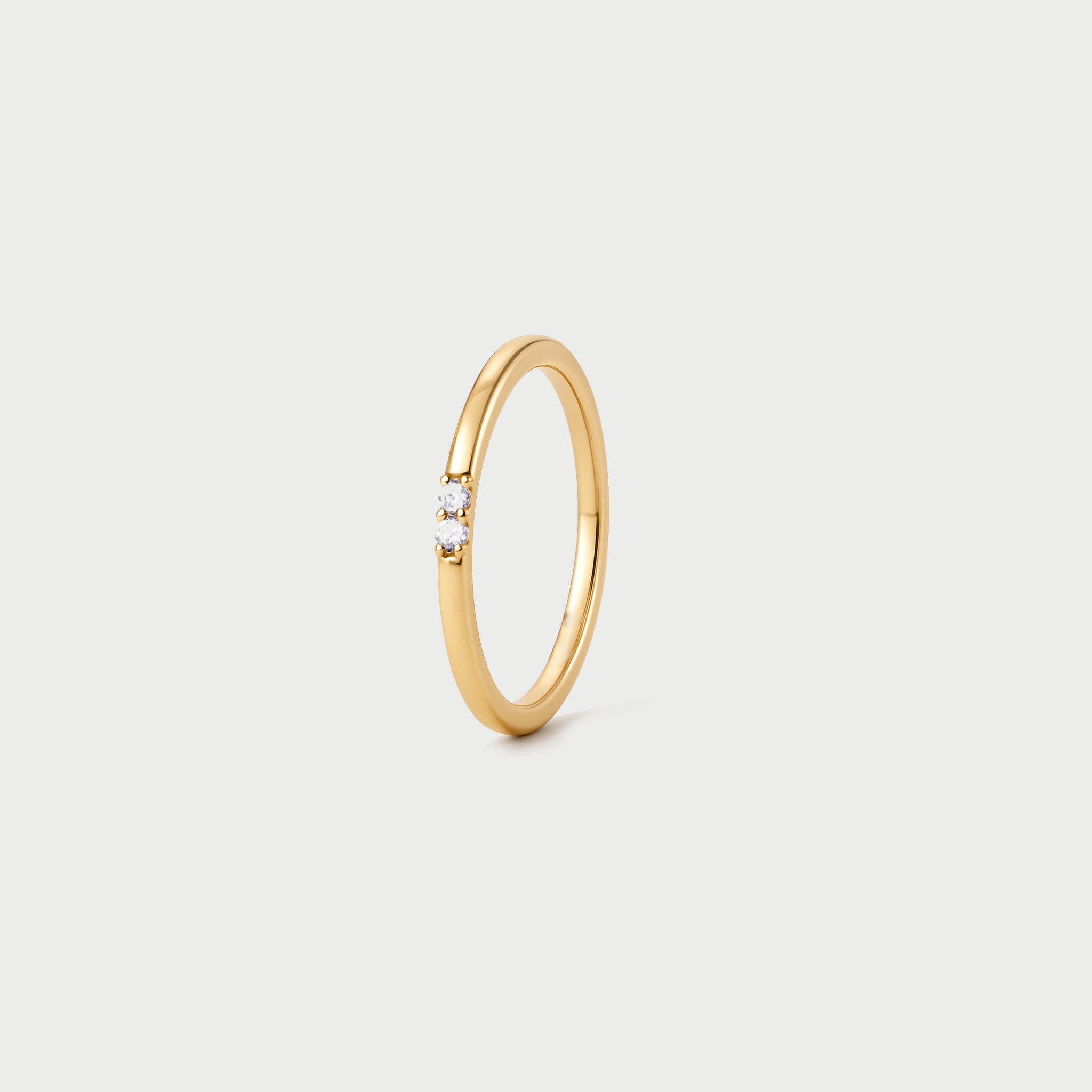 14ct Yellow Gold Band Diamond Skinny Ring