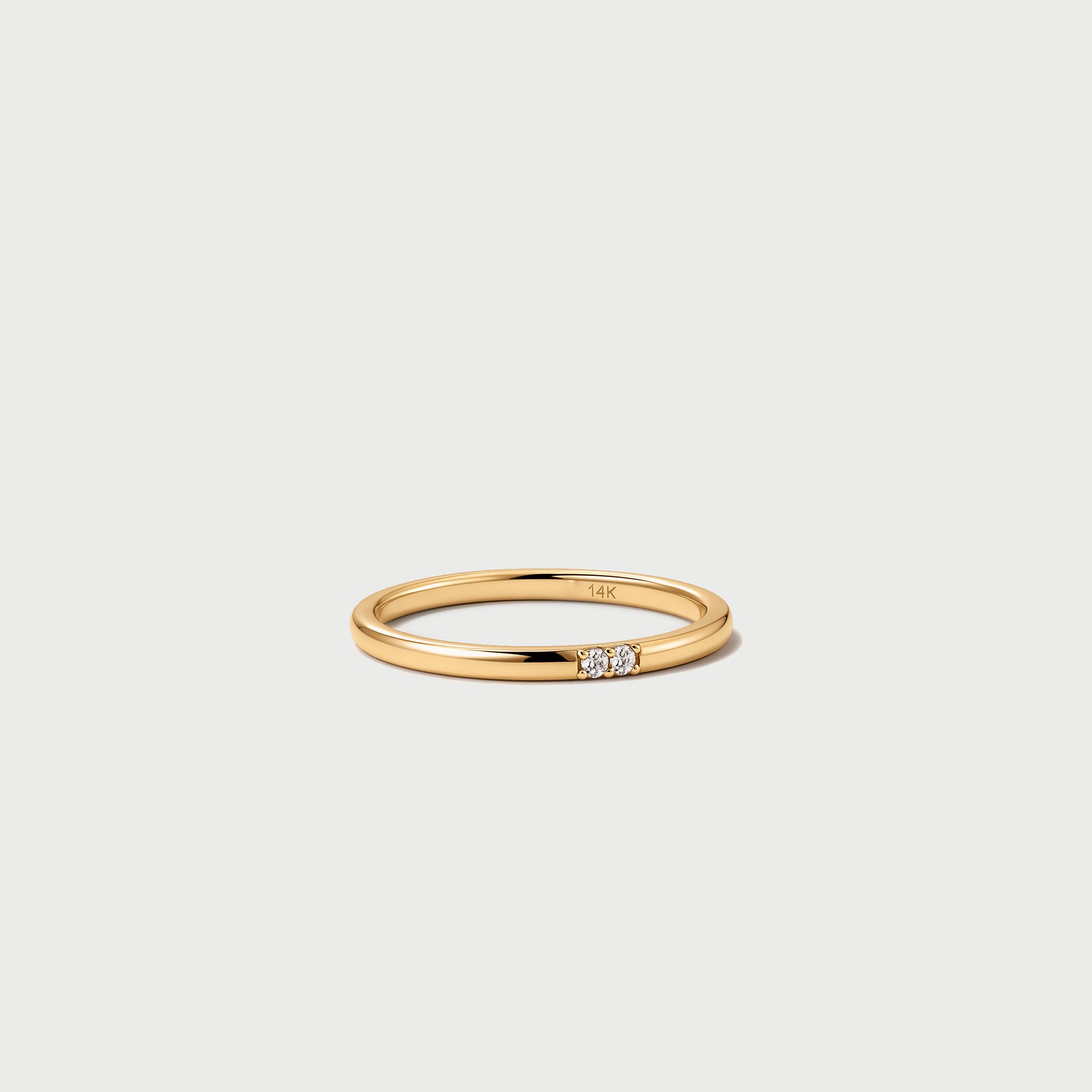 14ct Yellow Gold Band Diamond Skinny Ring