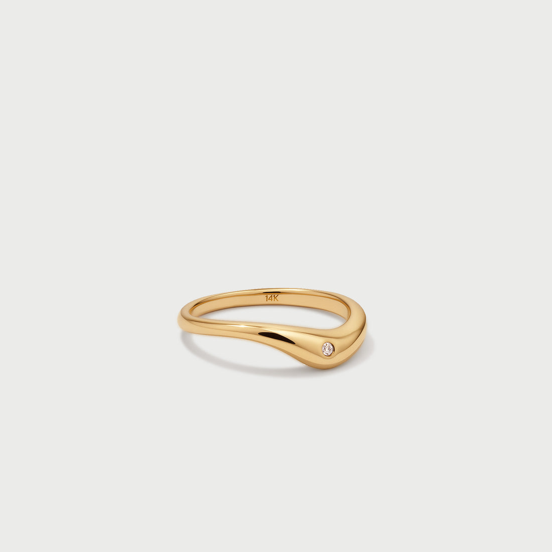 14ct Yellow Gold Pouble Wave Diamond Skinny Ring