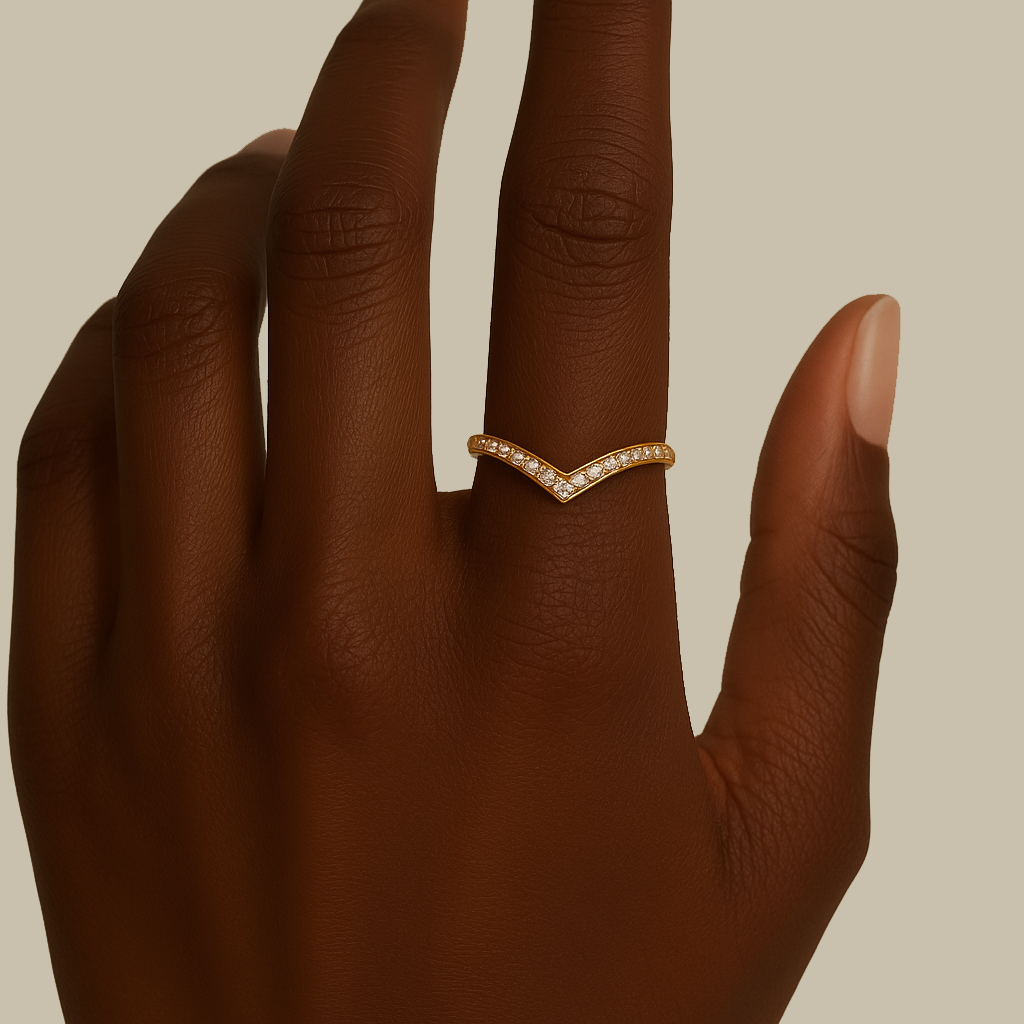 14ct Yellow Gold Prong Pave Band