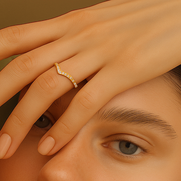 14ct Yellow Gold Prong Pave Band