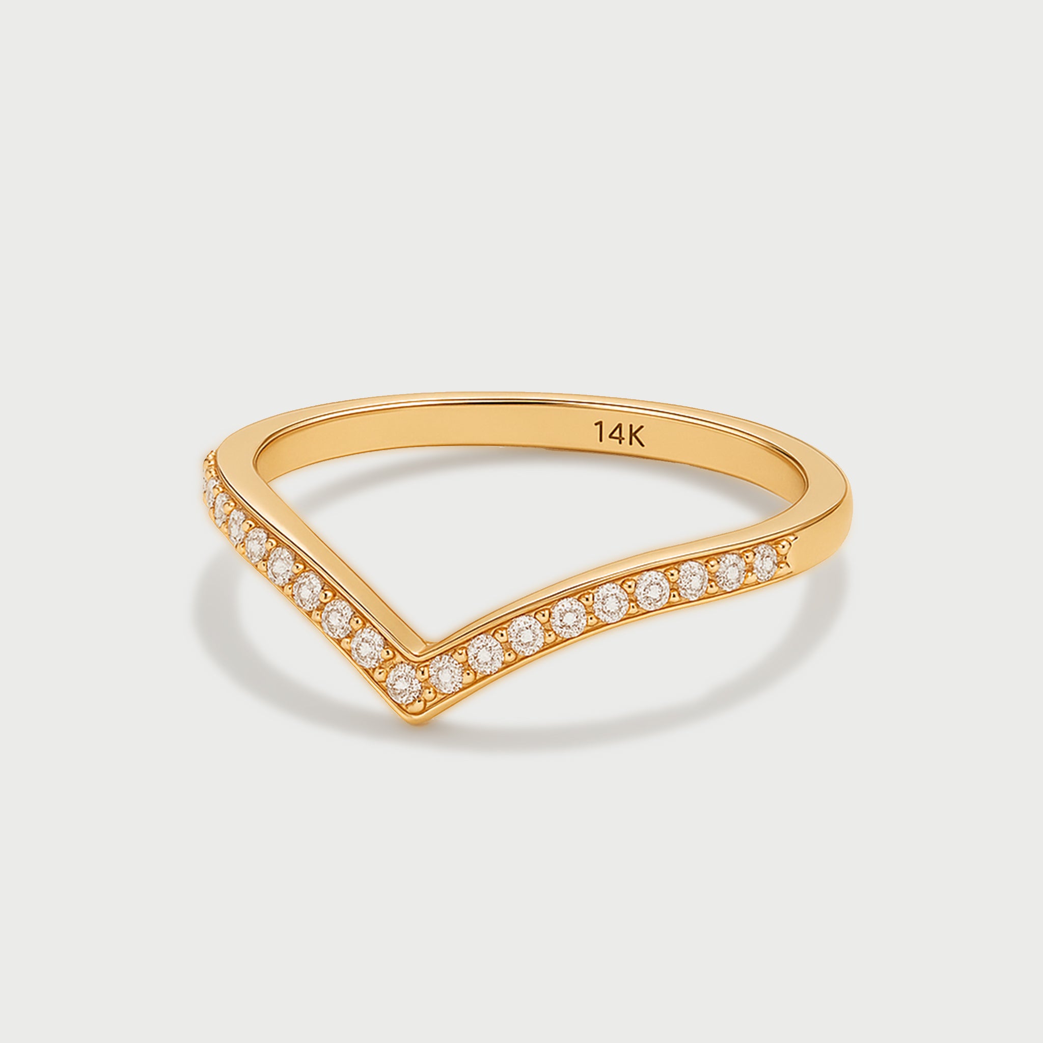 14ct Yellow Gold Prong Pave Band