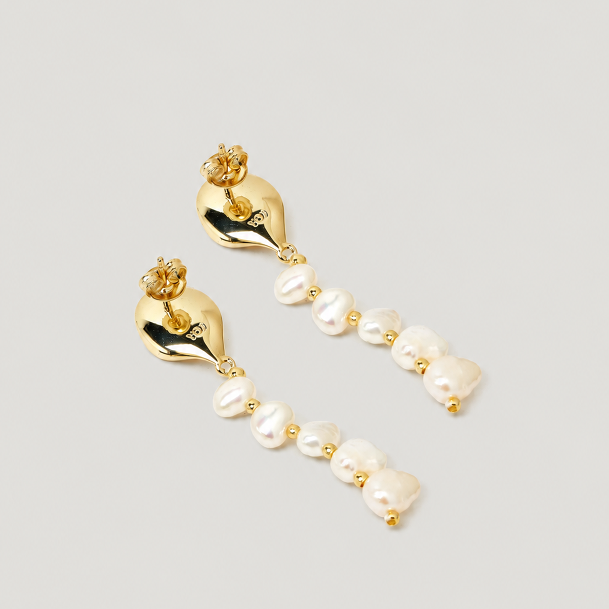 MIPOS PEARL CHARM DROP EARRINGS IN GOLD & PEARLS