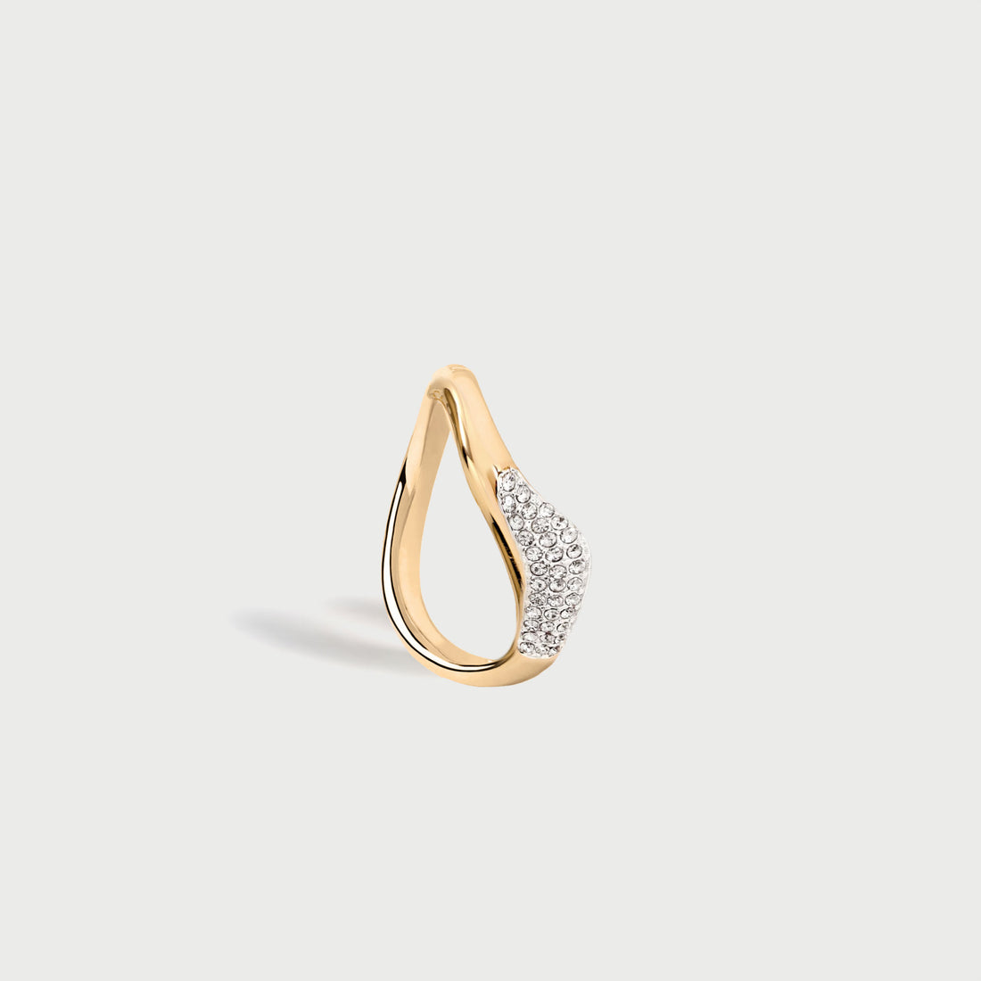 Curved Skinni Wave Pave Ring in Gold