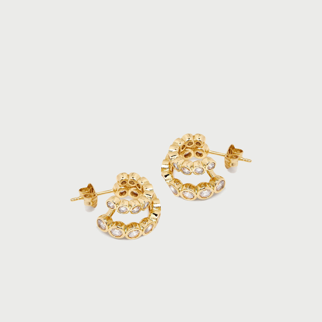 Avert Mini Crystal Double Hoop Earrings in Gold