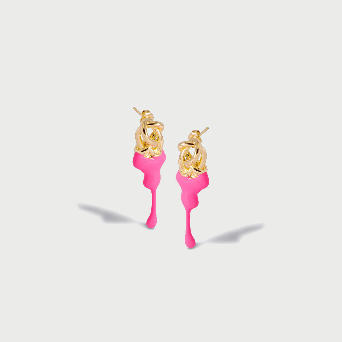 Maxi Santiono Face on Stud Earrings in Gold and Pink