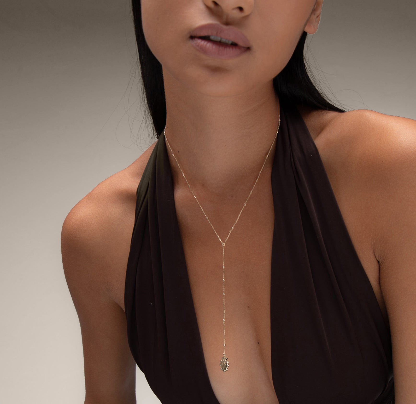 Bonnet Lariat Beaded Necklace in Gold