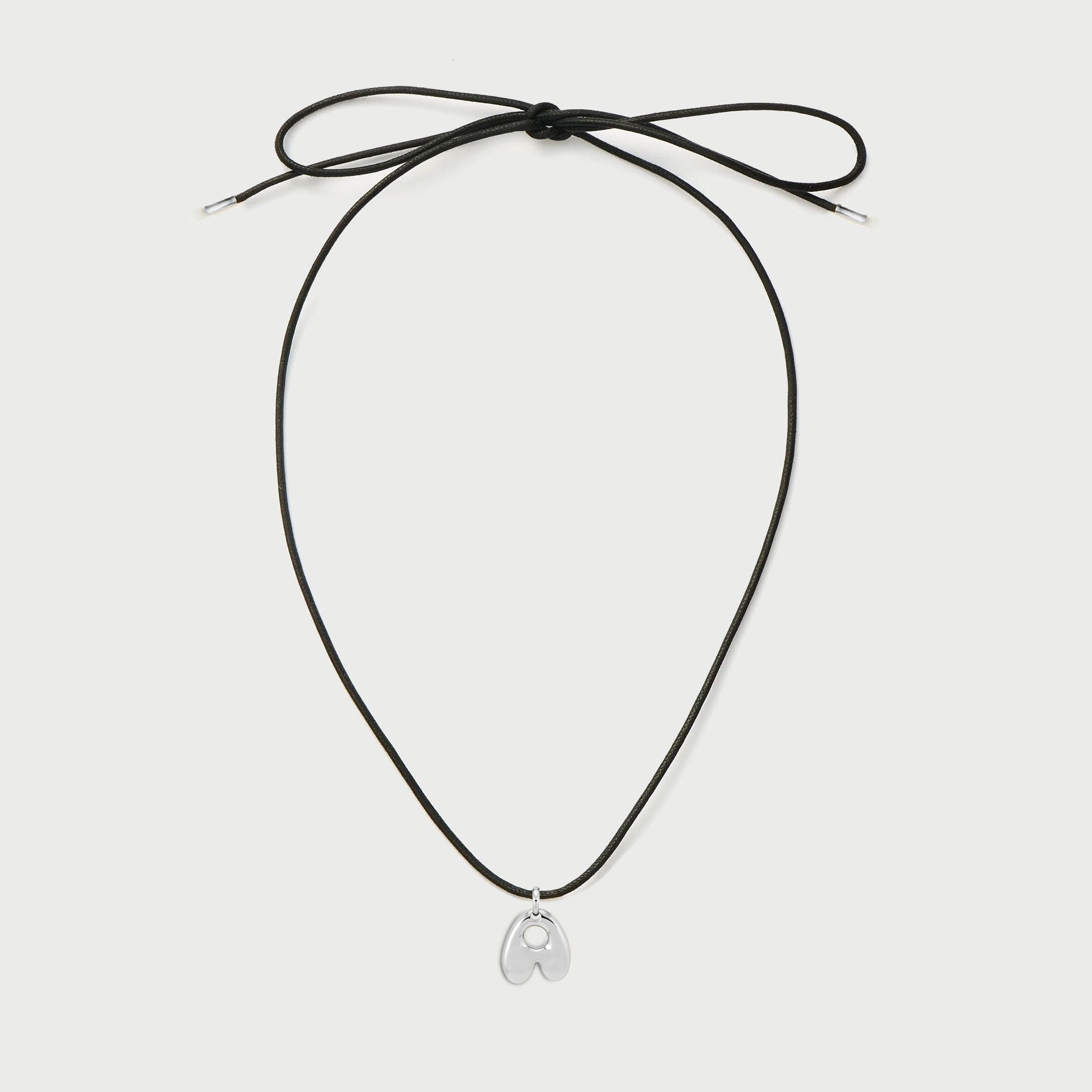 Initial A Cord String Necklace in Silver
