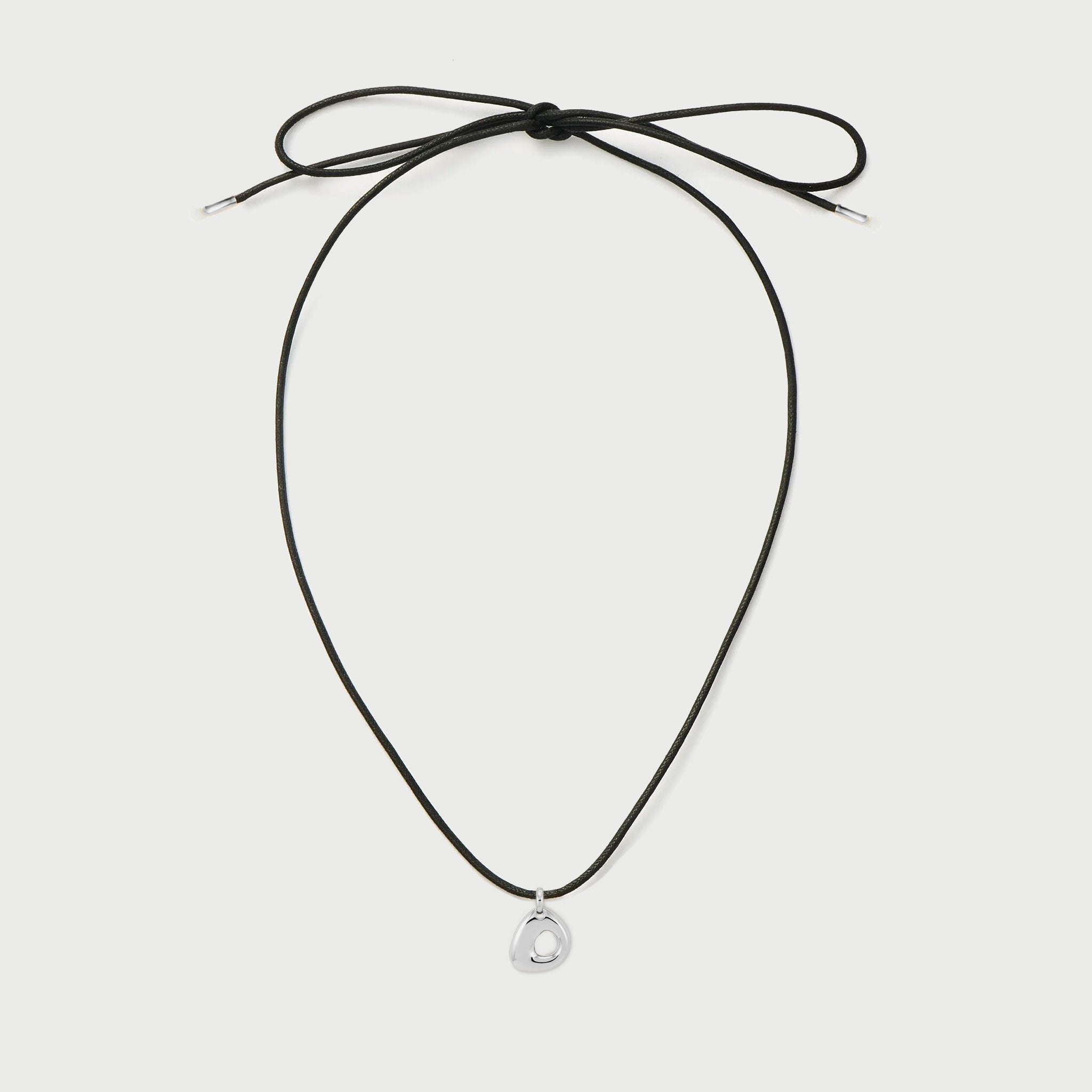 Initial D Cord String Necklace in Silver