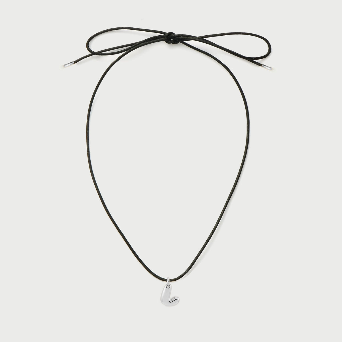 Initial L Cord String Necklace in Silver - Main Image