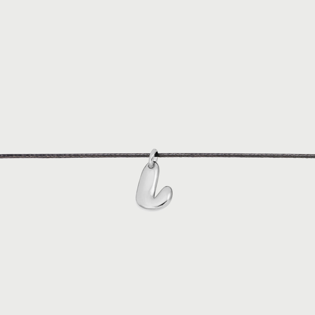 Initial L Cord String Necklace in Silver