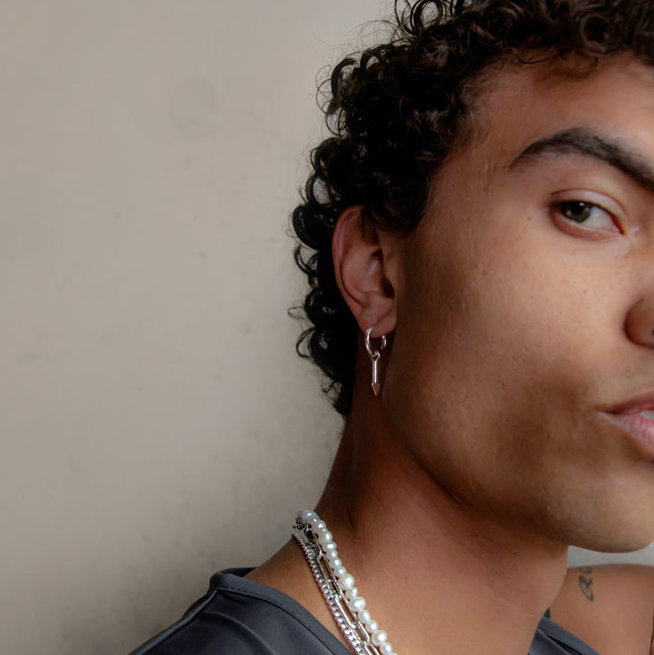 Arrow Single Hoop in Silver