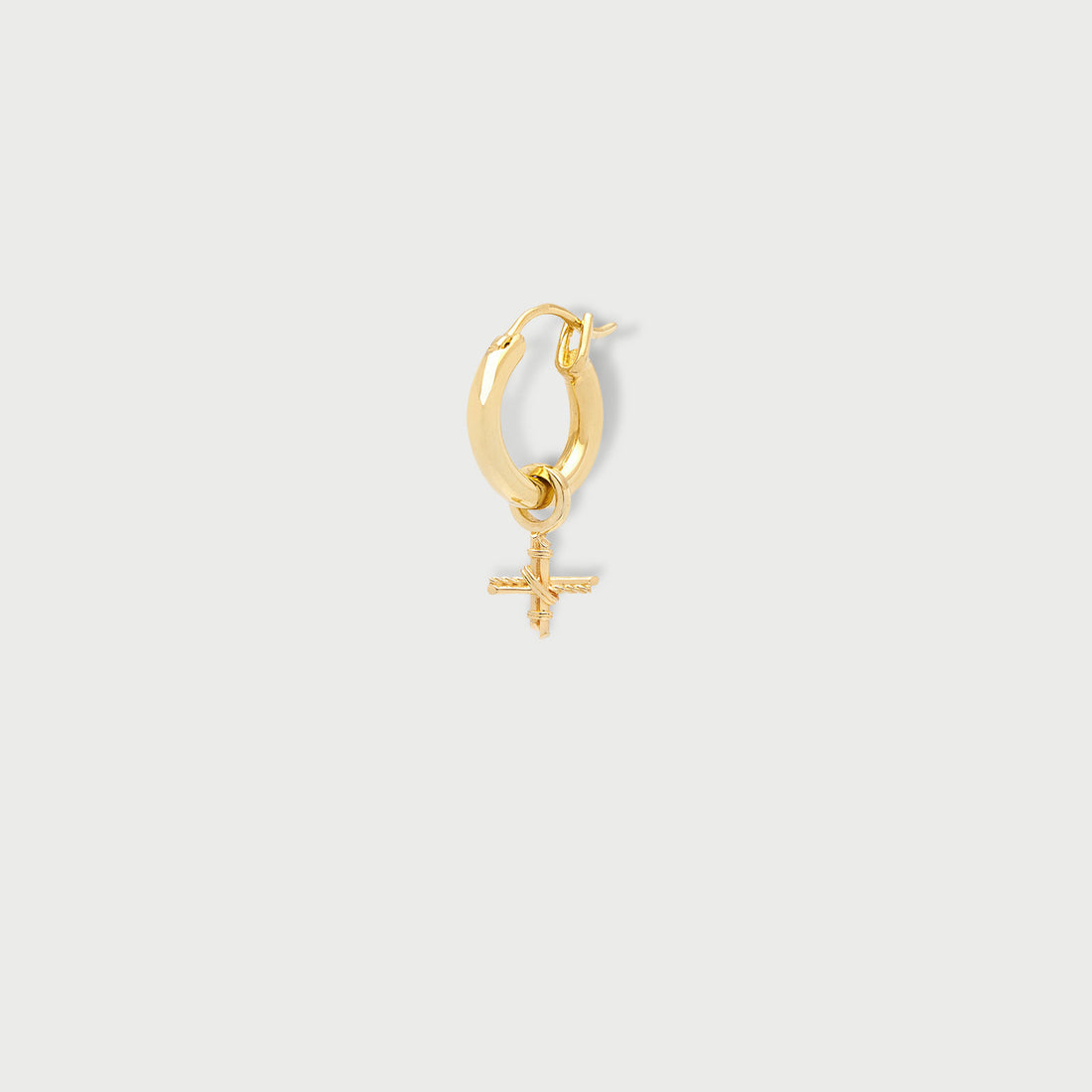 Mini Cross Single Hoop in Gold