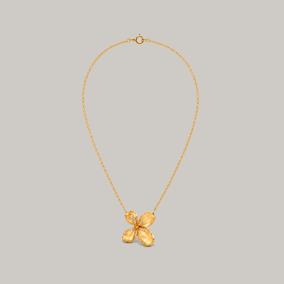 Lolini Pearl Flower Pendant Necklace In Gold & Crystals