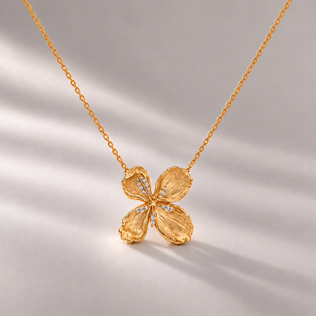 Lolini Pearl Flower Pendant Necklace In Gold & Crystals