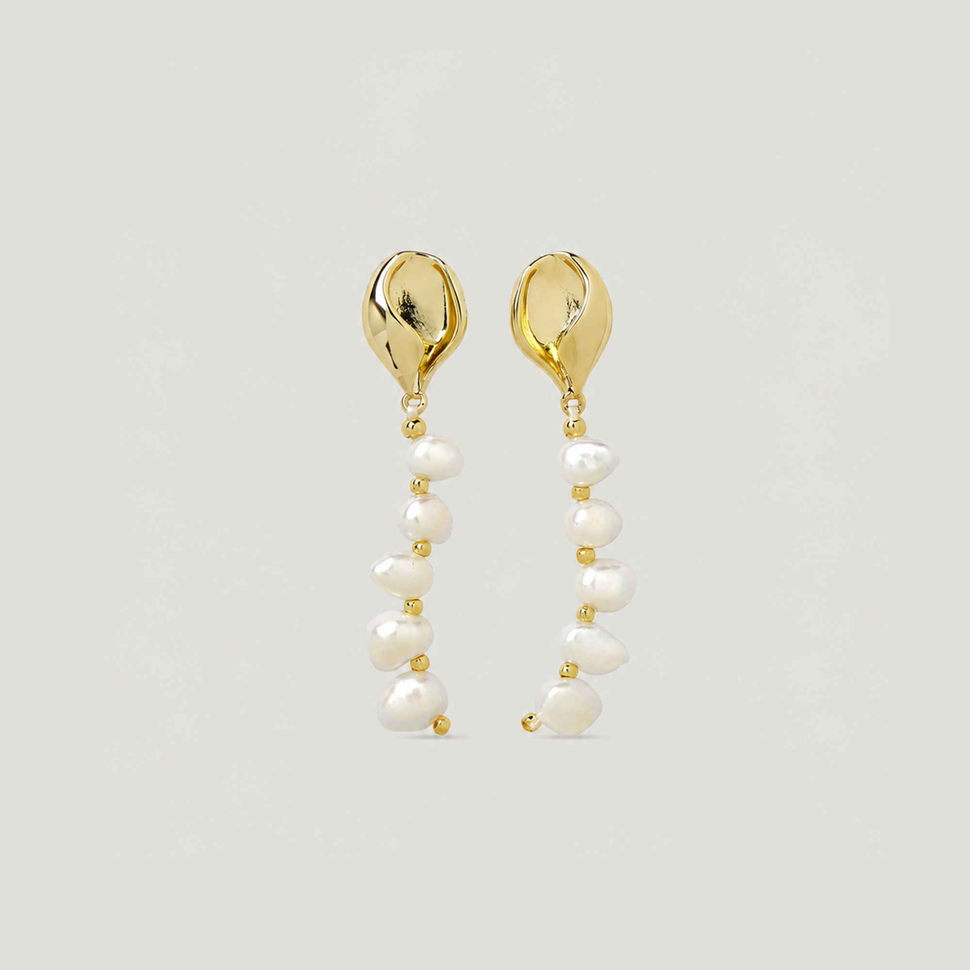 MIPOS PEARL CHARM DROP EARRINGS IN GOLD & PEARLS