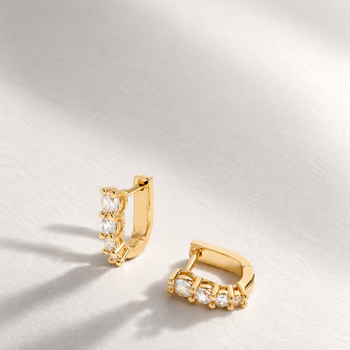 Marlo Mini Crystal Hoop Earrings in Gold