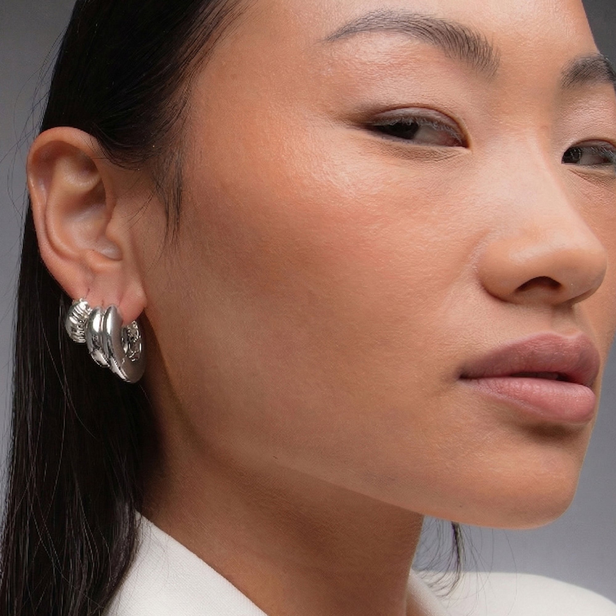 Sirso Maxi Chubby Hoop Earrings in Silver
