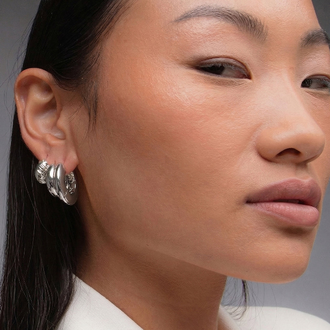 Sirso Maxi Chubby Hoop Earrings in Silver