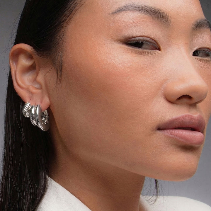 Sirso Maxi Chubby Hoop Earrings in Silver