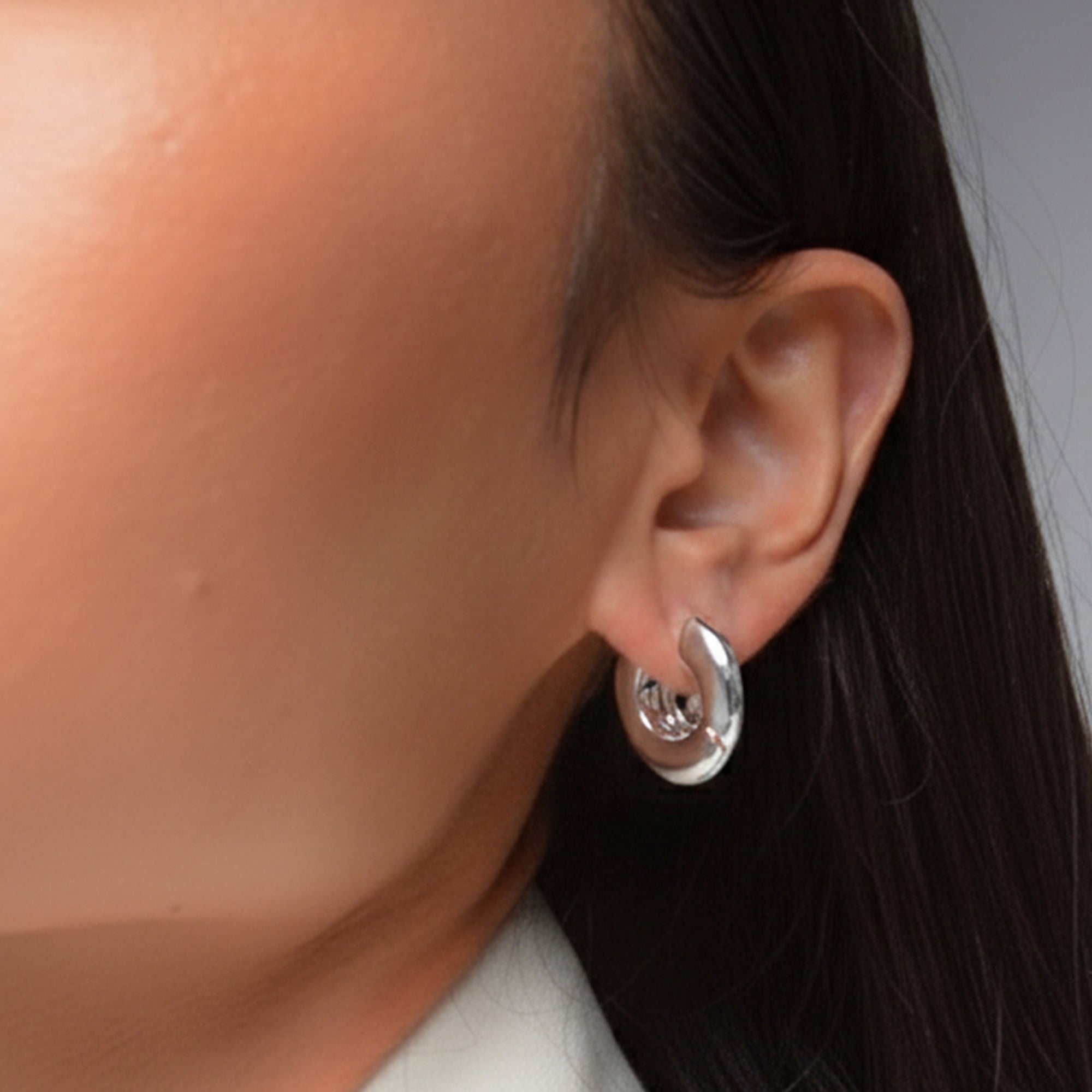 Sirso Maxi Chubby Hoop Earrings in Silver