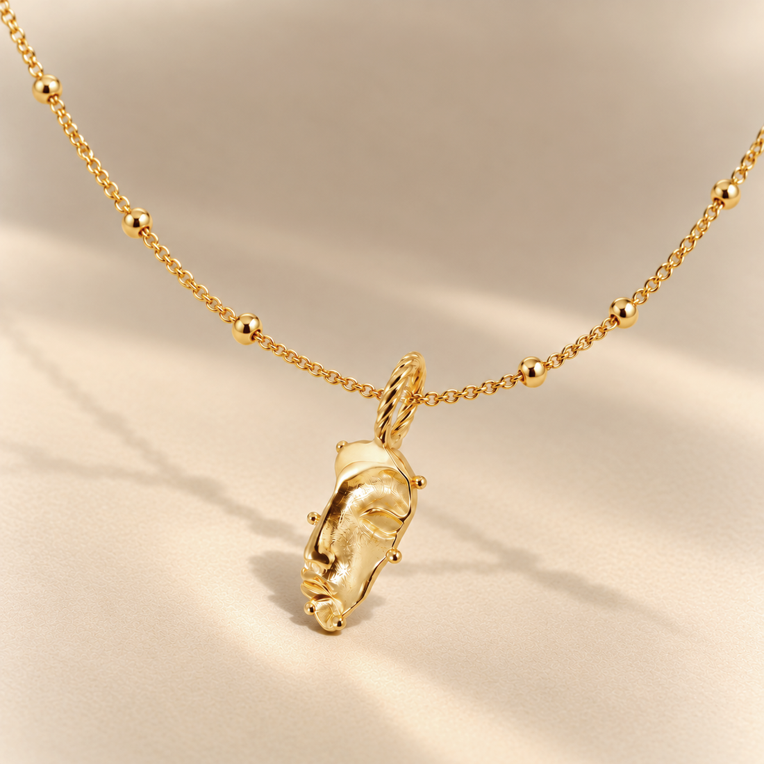 Visage Mini Pendant Choker Necklace in Gold