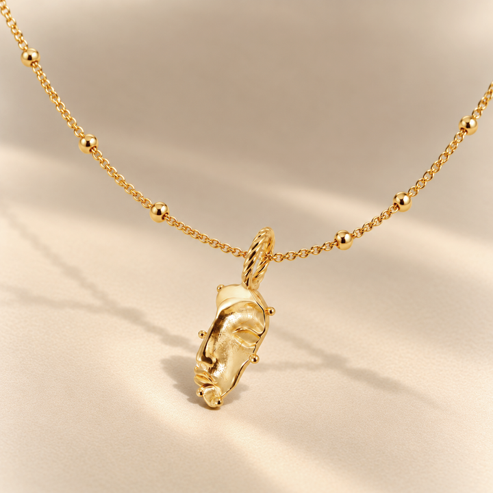 Visage Mini Pendant Choker Necklace in Gold