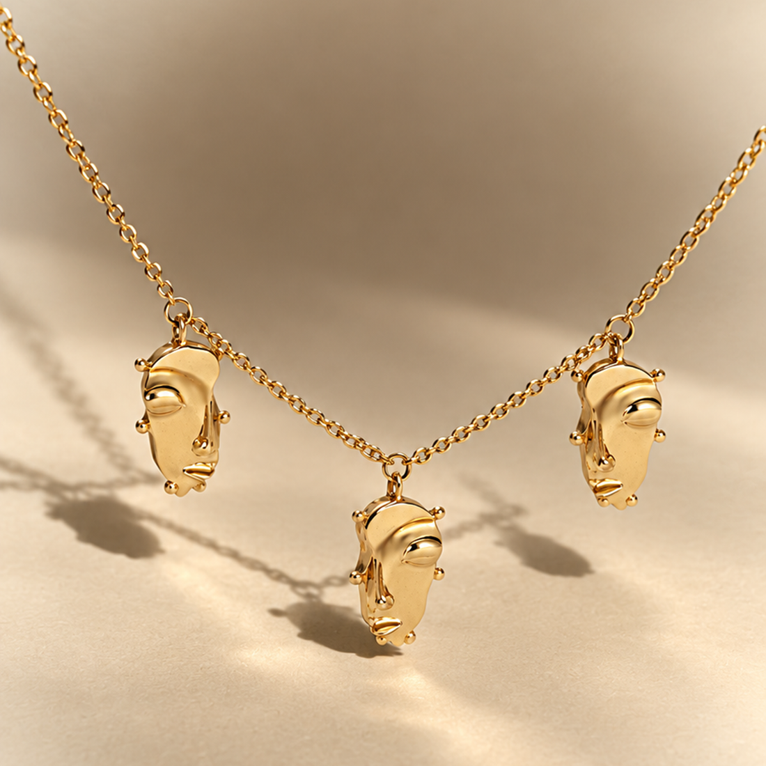 Visage Mini Charm Necklace in Gold