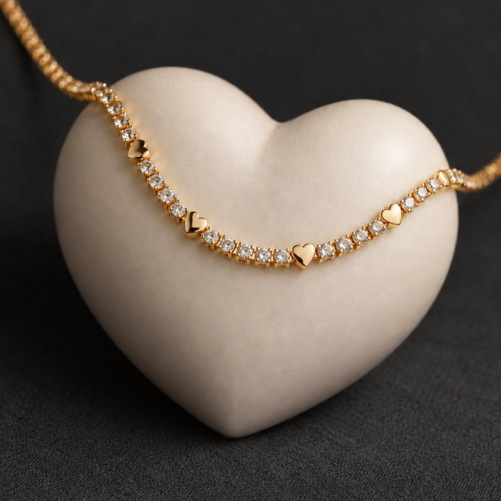 AGAPPI CRYSTAL CHOKER NECKLACE IN GOLD & CRYSTALS