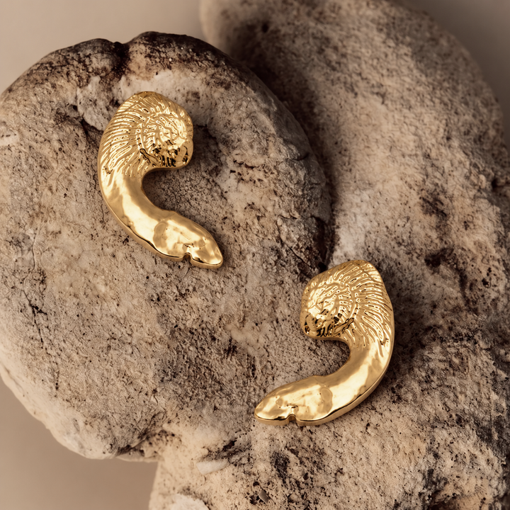 Vero Face On Stud Earrings in Gold