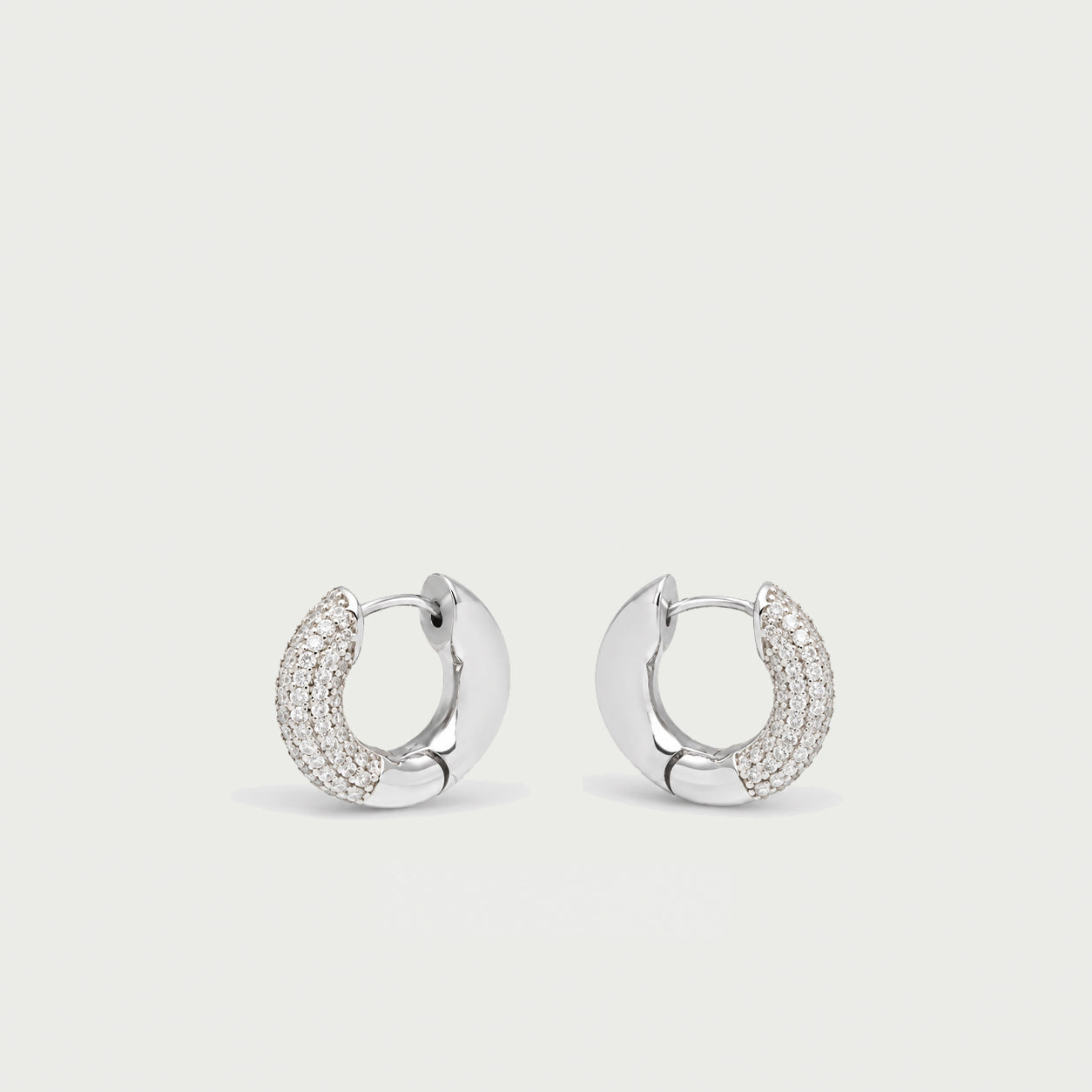 Pave Satro Hoop Earrings in Silver