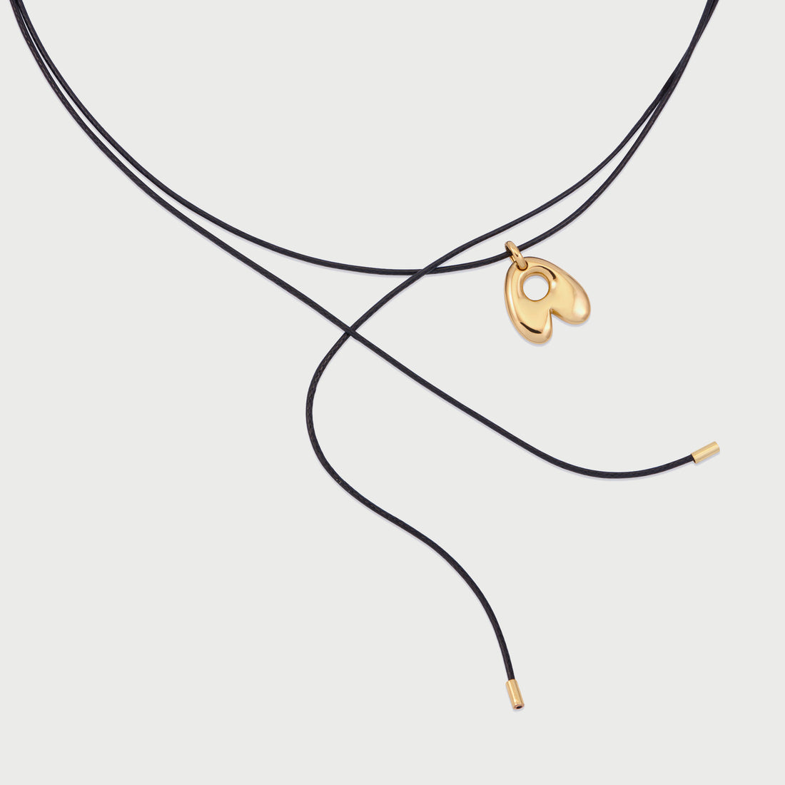 Initial A Cord String Necklace in Gold