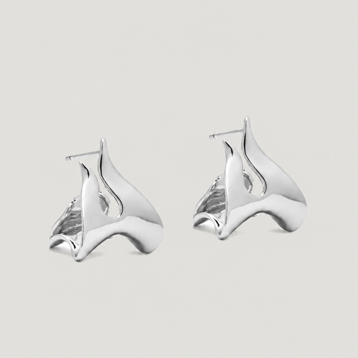 CLAW DOUBLE HOOP EARRINGS IN SILVER