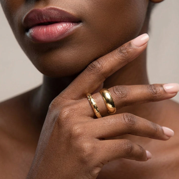 Cleo Double Hammered Ring in Gold
