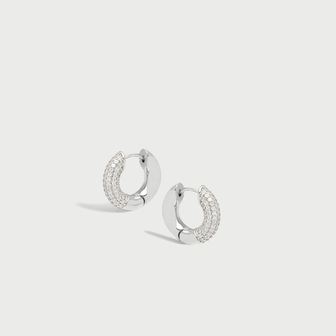 Pave Satro Hoop Earrings in Silver