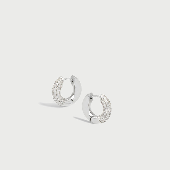 Satro Pave Hoop Earrings in Silver